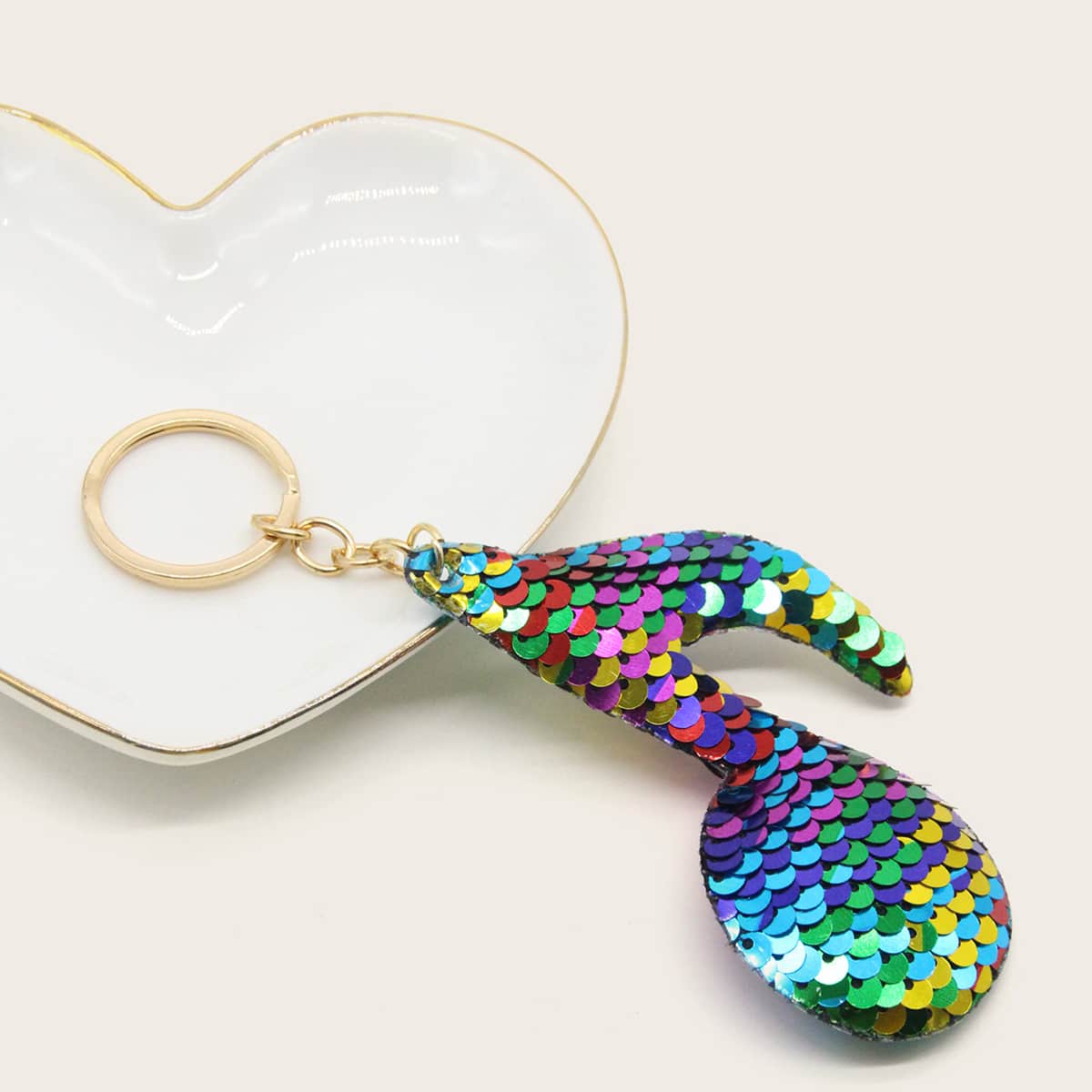

Sequin Music Note Charm Keychain, Multicolor