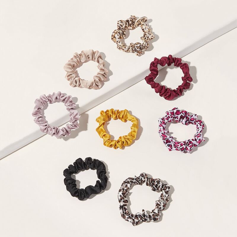 

8pcs Leopard Pattern Scrunchie, Multicolor