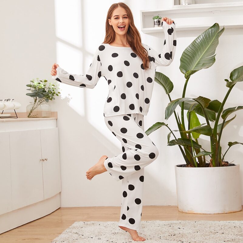 

Polka Dot PJ Set, White