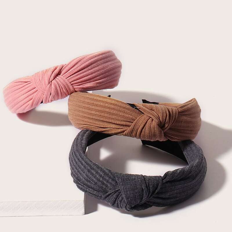 

3pcs Knot Decor Headband, Multicolor