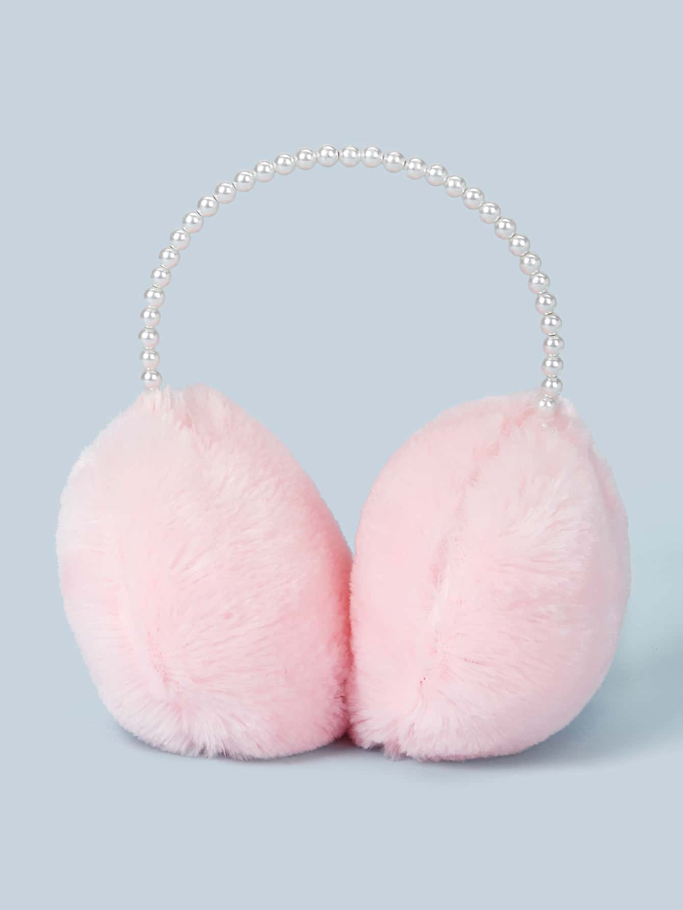 Faux Pearl Beaded Ear Fluffy Earmuffs