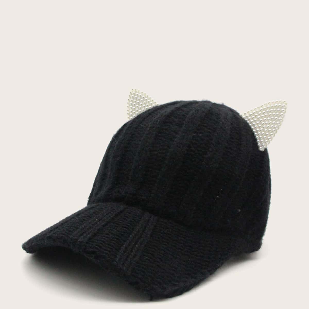 

Faux Pearl Beaded Ear Baseball Cap