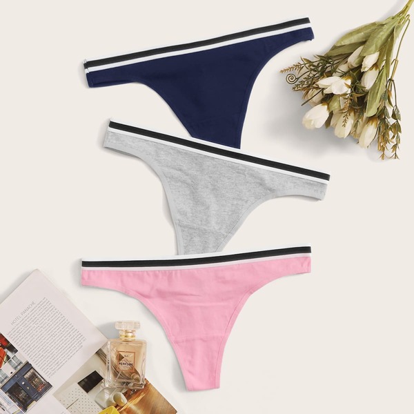 

3pack Contrast Side Panty Set, Multicolor