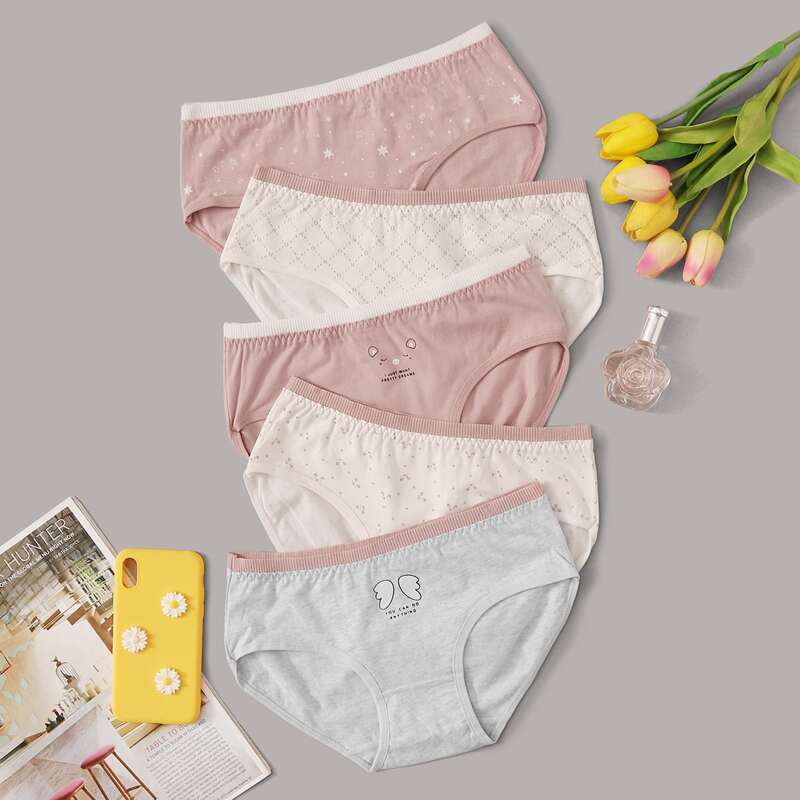 

5pack Mixed Print Panty Set, Multicolor