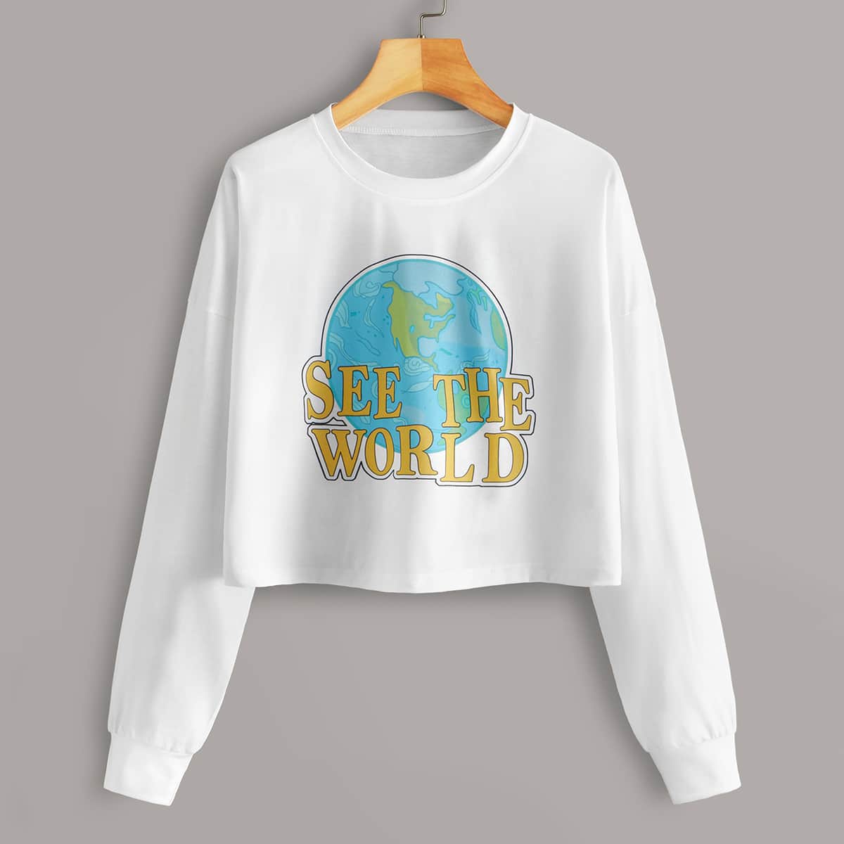 

Letter Graphic Crop Tee, White