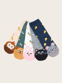 5pairs Rabbit & Rat Pattern Socks