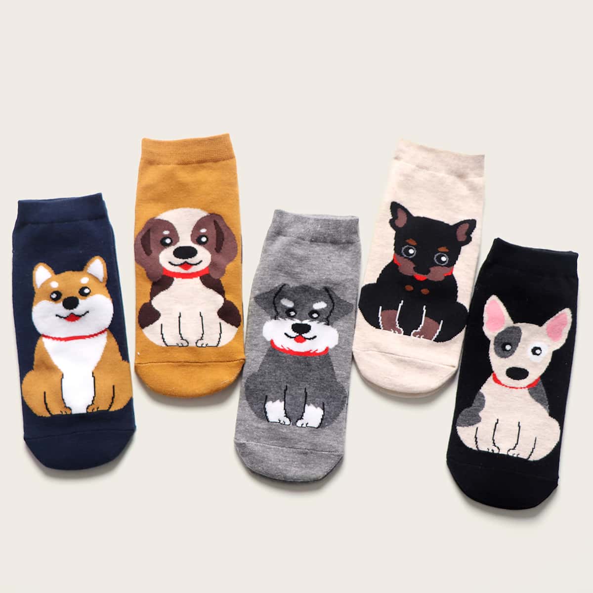 

5pairs Dog Pattern Socks, Multicolor