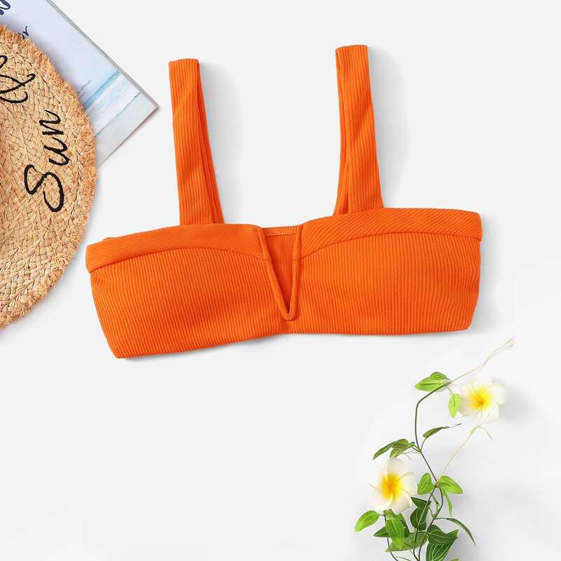 

Rib Solid Bikini Top, Orange