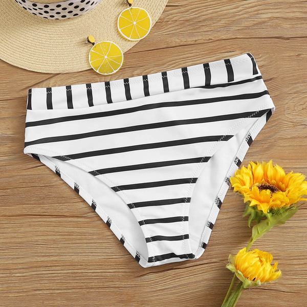 

Striped Bikini Panty, Black and white