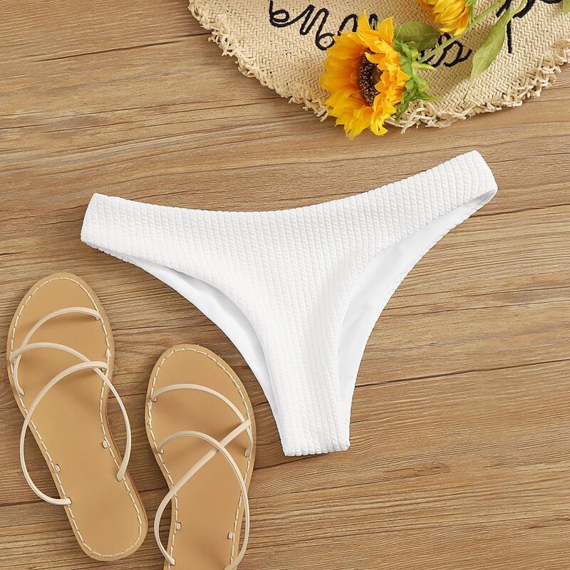

Solid Textured Bikini Panty, White