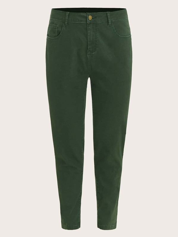 

Plus Solid Skinny Jeans, Green