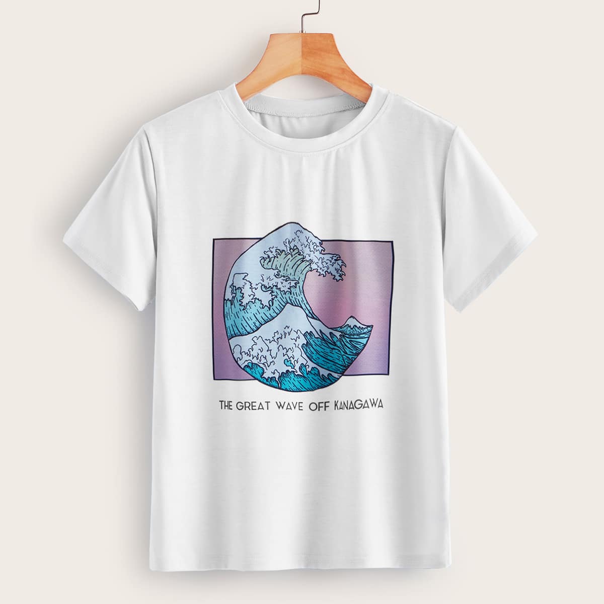 

Wave Print Letter Graphic Tee, White