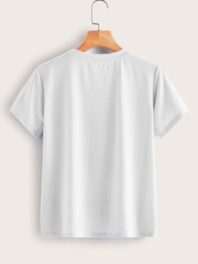 T-Shirt mit Welle Muster und Buchstaben Grafik