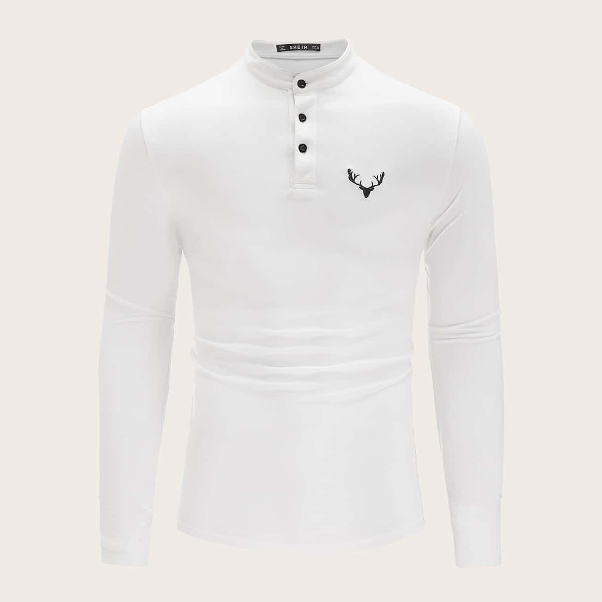 

Guys Embroidery Detail Polo Shirt, White