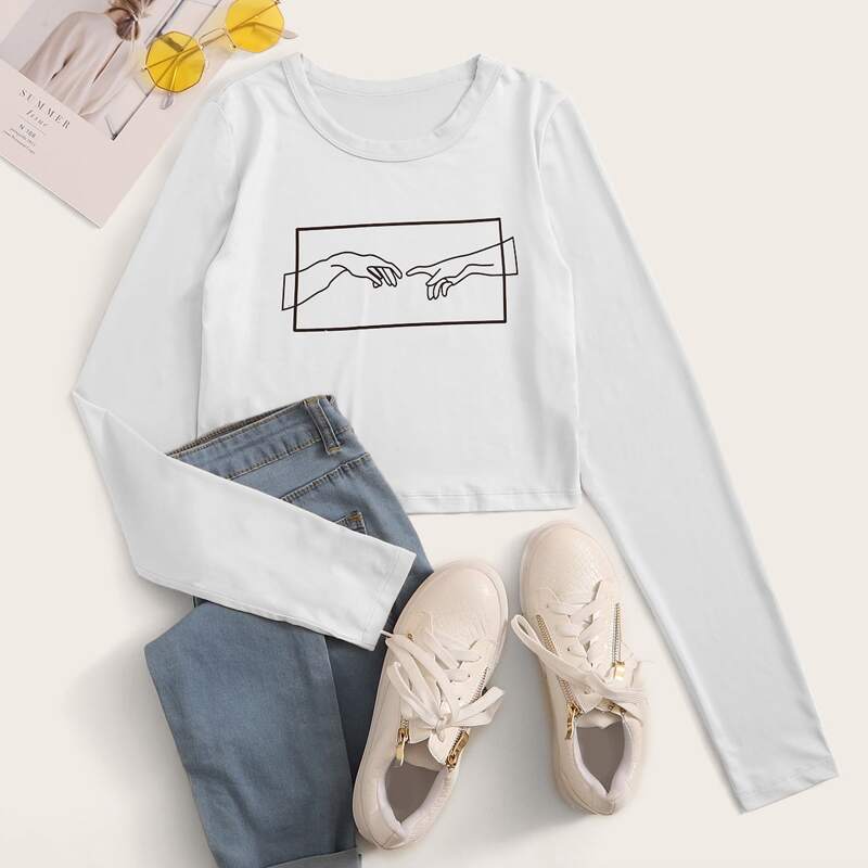 

Gesture Print White Top