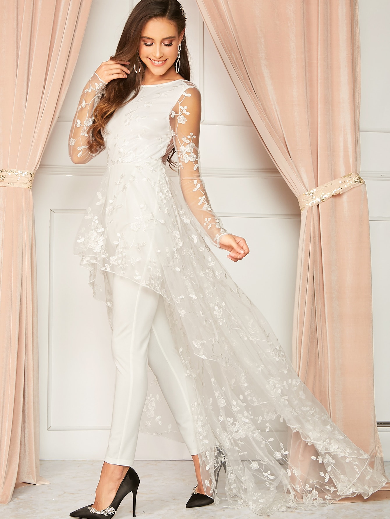 embroidered skirt cape