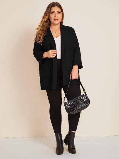 SHEIN LUNE Plus Drop Shoulder Cuffed Sleeve Blazer Winter Fall Autumn