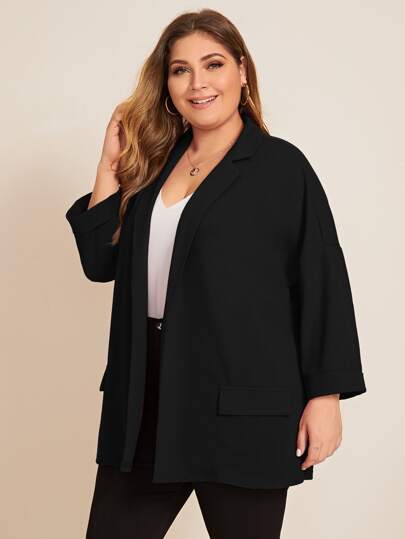 SHEIN LUNE Plus Drop Shoulder Cuffed Sleeve Blazer Winter Fall Autumn
