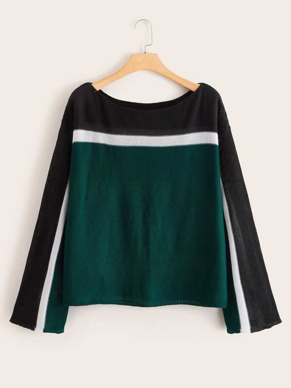 

Plus Cut And Sew Drop Shoulder Sweater, Multicolor