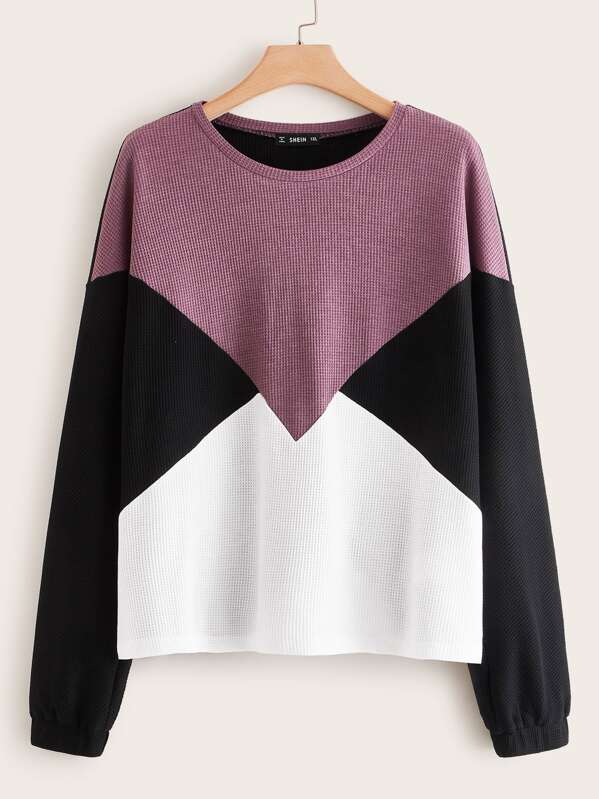

Plus Colorblock Textured Knit Top, Multicolor