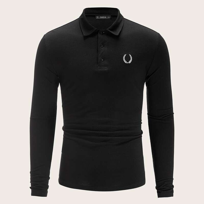 

Guys Embroidered Detail Polo Shirt, Black