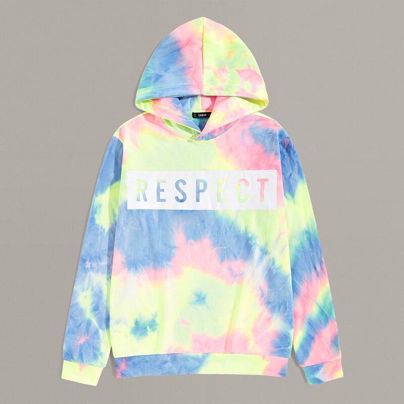 

Guys Letter Graphic Tie Dye Hoodie, Multicolor