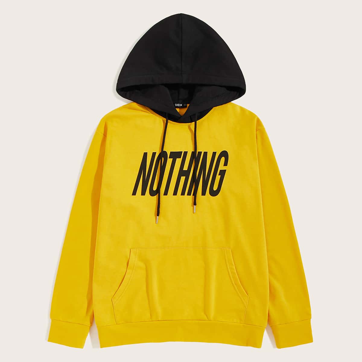 

Guys Letter Graphic Two Tone Pocket Front Hoodie, Yellow bright