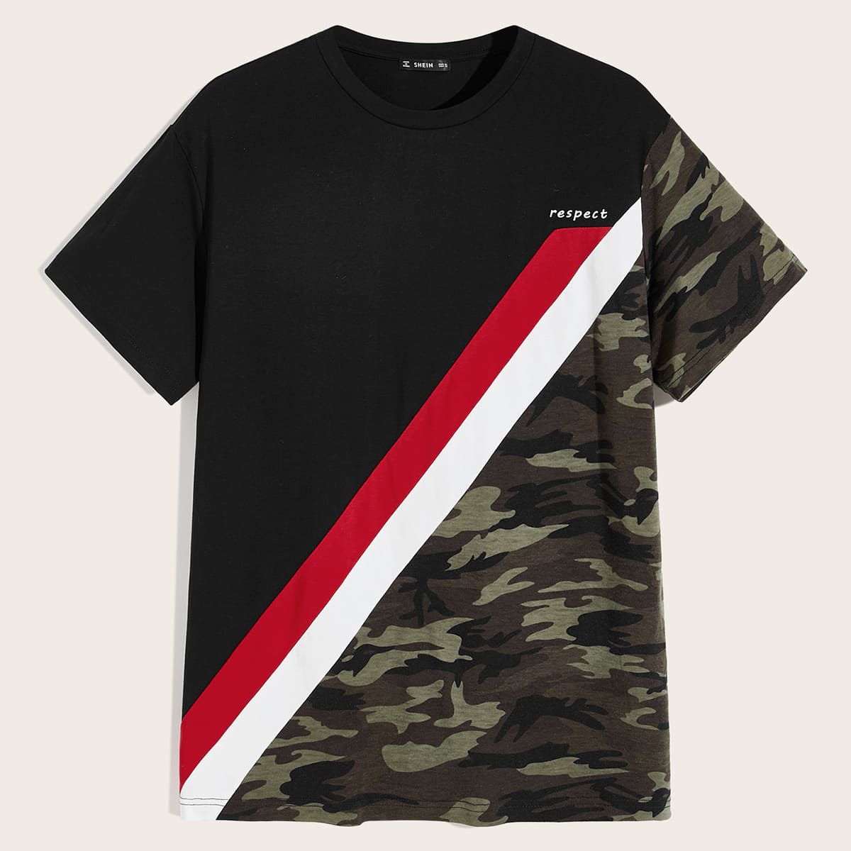 

Guys Letter Graphic Cut-and-sew Tee, Multicolor