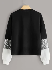 SHEIN LUNE 拼接亮片拼接套頭衫 - 彩色 - 查看 2