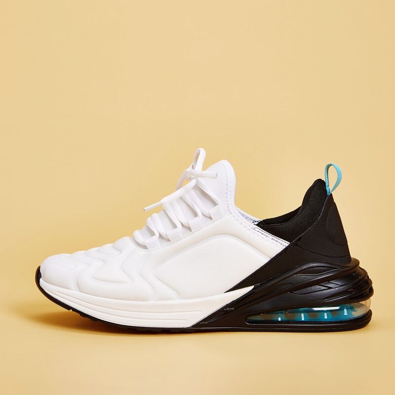 

Guys Color-block Lace Up Chunky Sole Trainers, Black and white