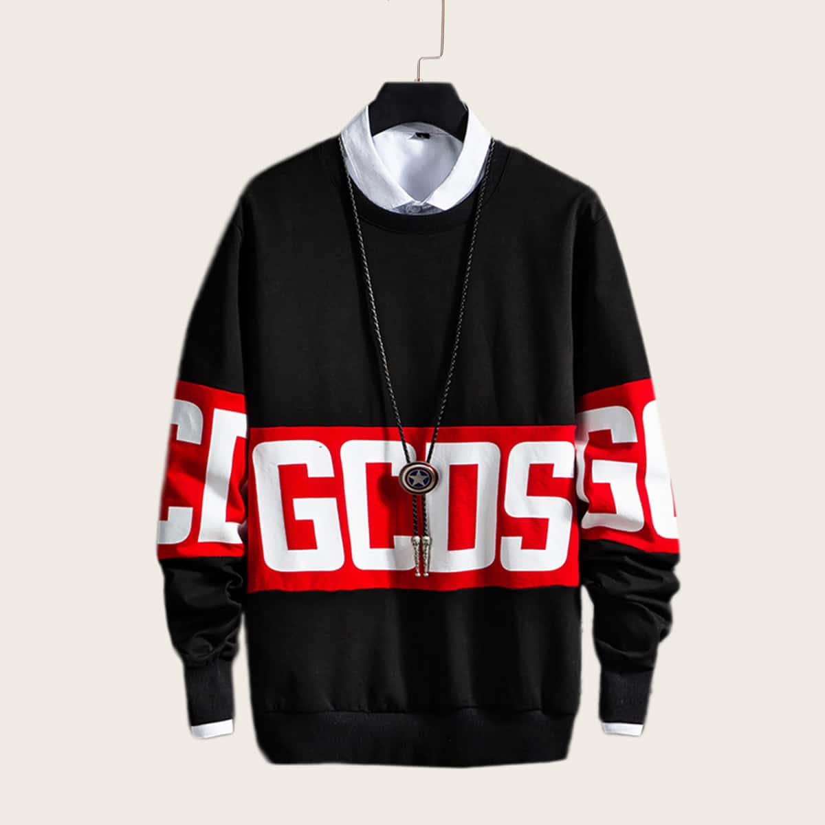 

Guys Contrast Panel Letter Graphic Sweatshirt, Black