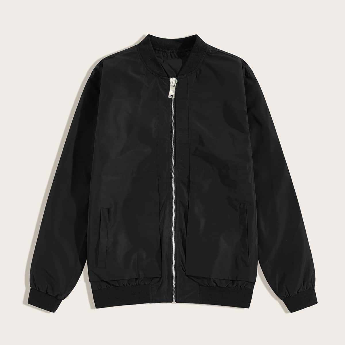 

Guys Zip Up Bomber Jacket, Black