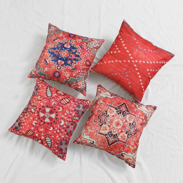 1pc National Totem Cushion Cover, Red