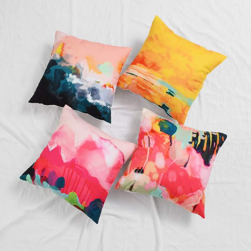 

1pc Colorful Abstract Painting Cushion Cover, Multicolor