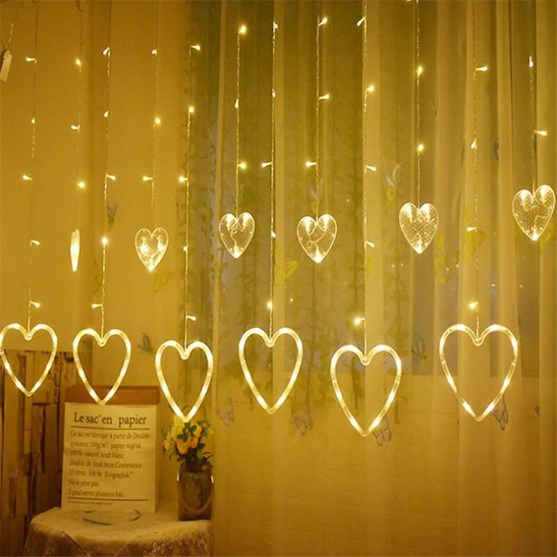 

138pcs Bulb Heart String Light, Yellow