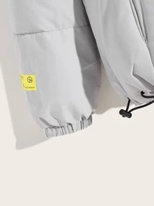 Manfinity Men Funnel Neck Letter Graphic Puffer Jacket - Grey - View 4