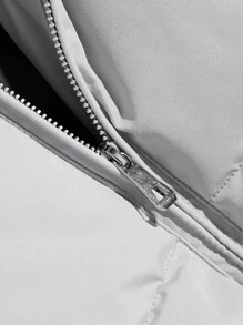 Manfinity Men Funnel Neck Letter Graphic Puffer Jacket - Grey - View 5