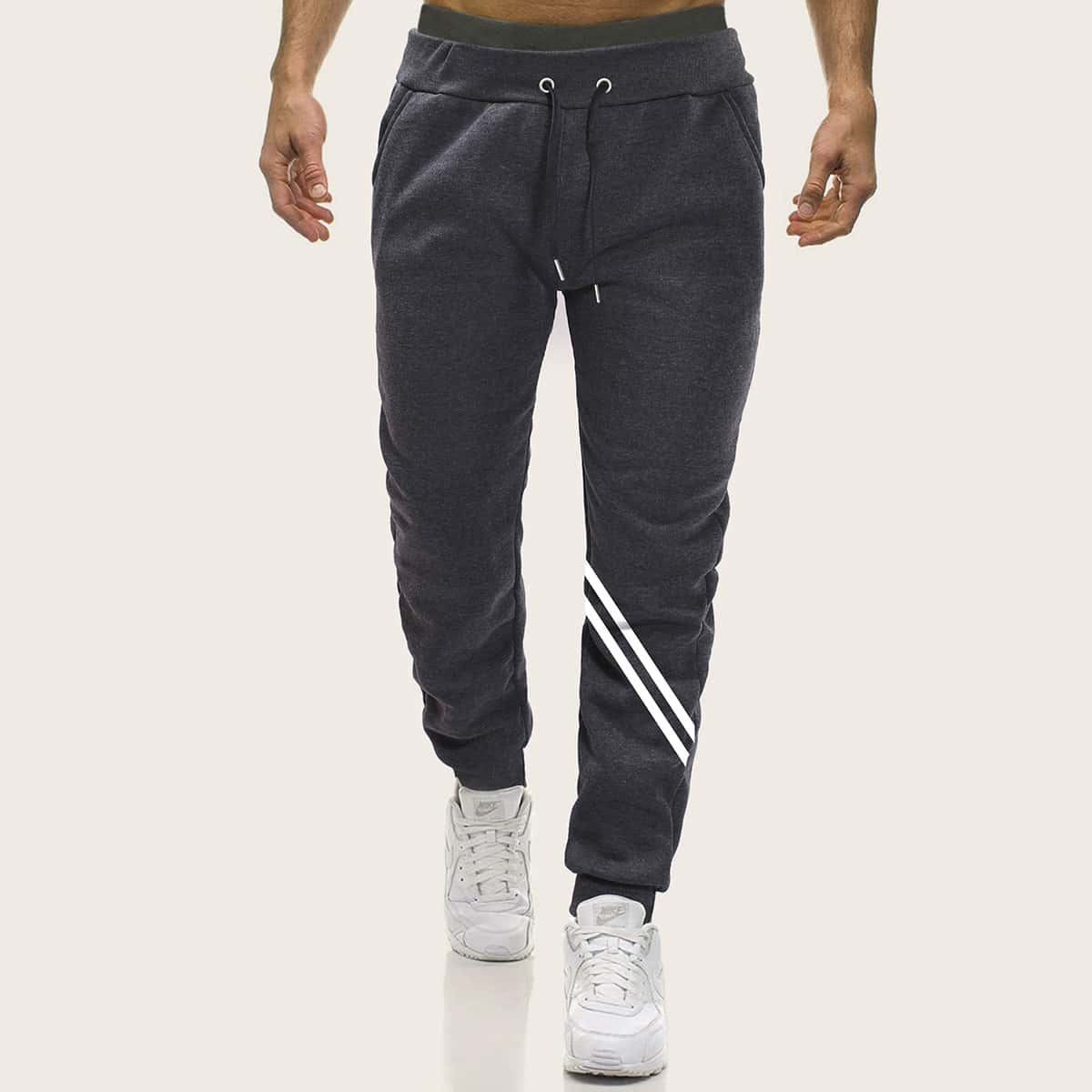 

Guys Stripe Tape Drawstring Sweatpants, Grey