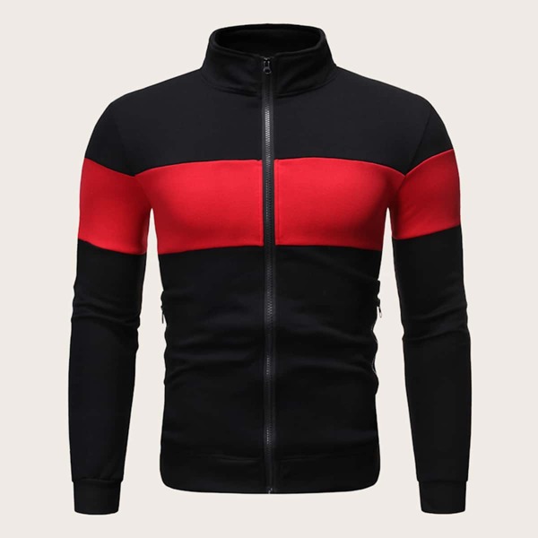 

Men Cut And Sew Zip Up Sweatshirt, Multicolor