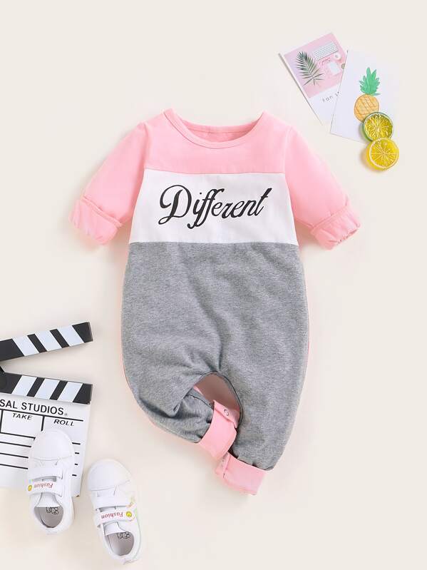 

Baby Girl Cut And Sew Letter Graphic Jumpsuit, Multicolor