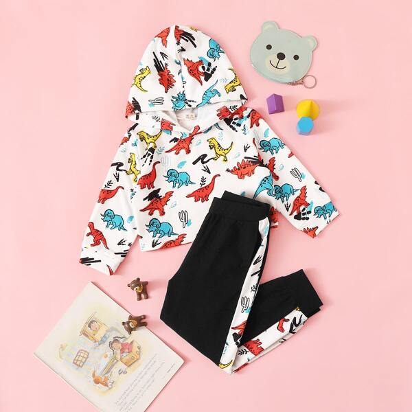 

Toddler Girls Dinosaur Print Hoodie With Sweatpants, Multicolor