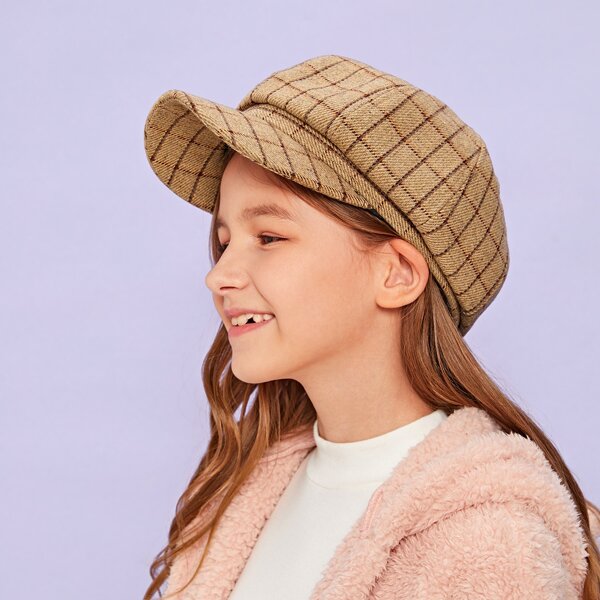

Kids Plaid Pattern Baker Boy Hat, Multicolor