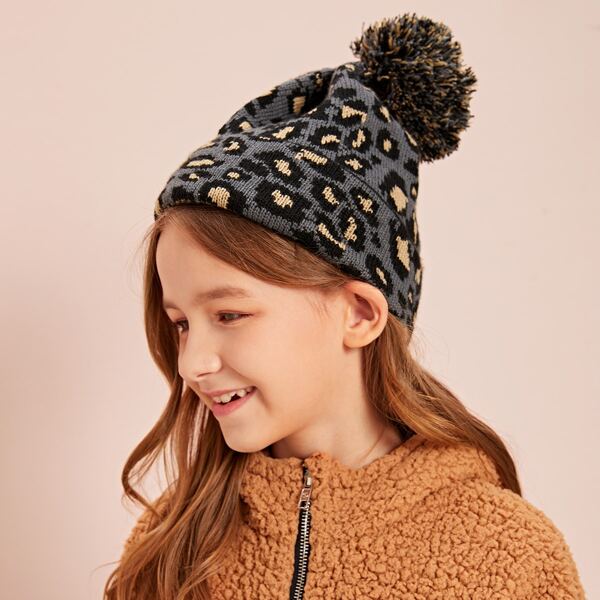 

Girls Graphic Pattern Cuffed Beanie, Multicolor