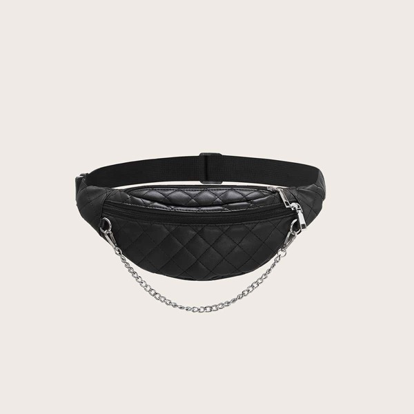 

Chain Decor Quilted Fanny Pack