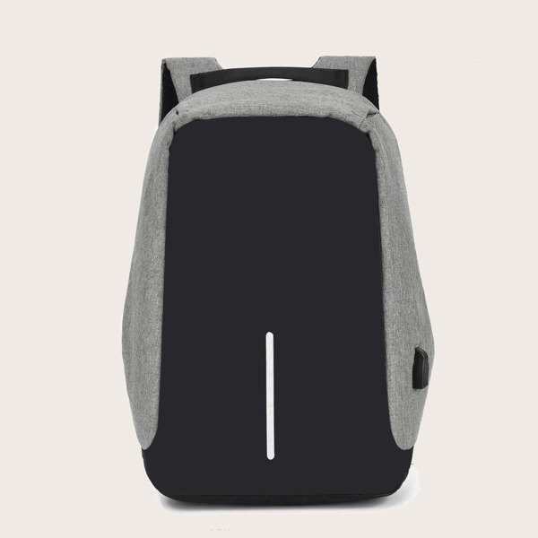 

Men Color Block USB Charging Port Backpack, Multicolor