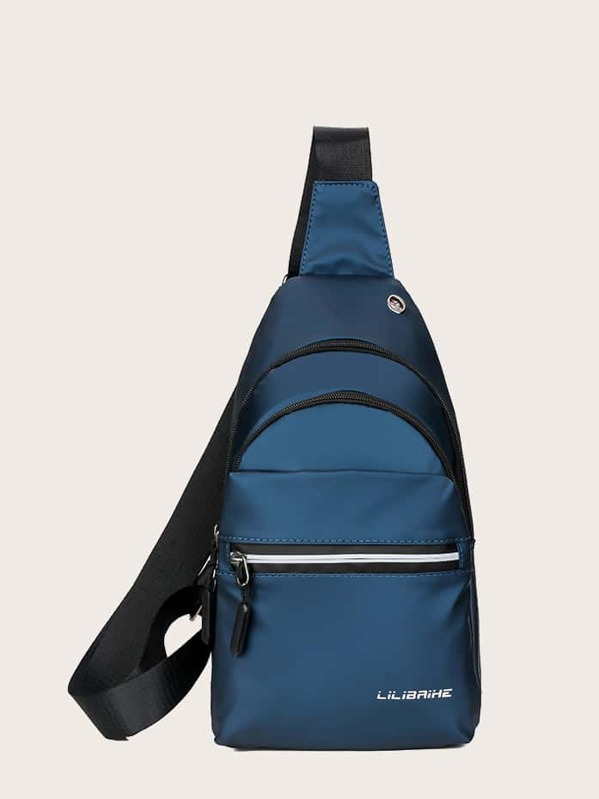 

Men Letter Graphic Fanny Pack, Blue