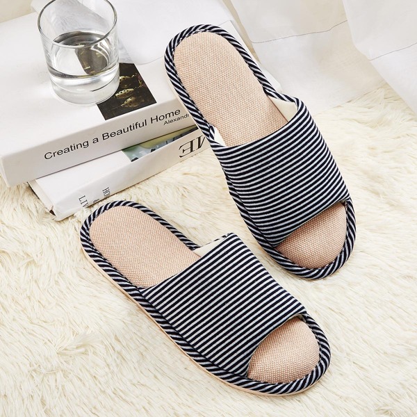 

Men Open Toe Striped Slippers
