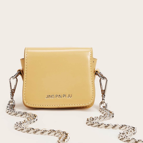 

Mini Faux Leather Chain Crossbody Bag, Yellow