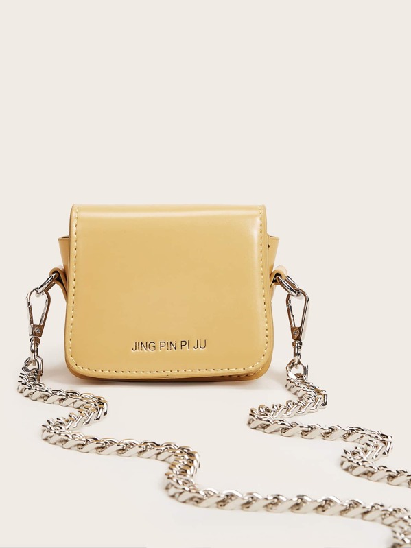 

Mini Faux Leather Chain Crossbody Bag, Yellow