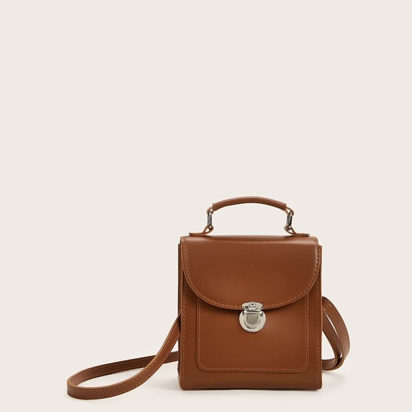 

Push Lock Satchel Bag, Brown